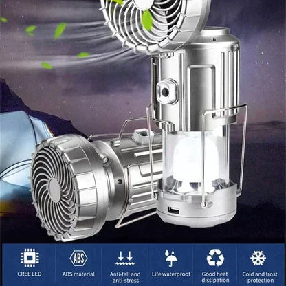 🔥🎁Hot Sale 50% OFF🎁🔥Portable Solar Powered Camping Lantern with Fan for Outdoor