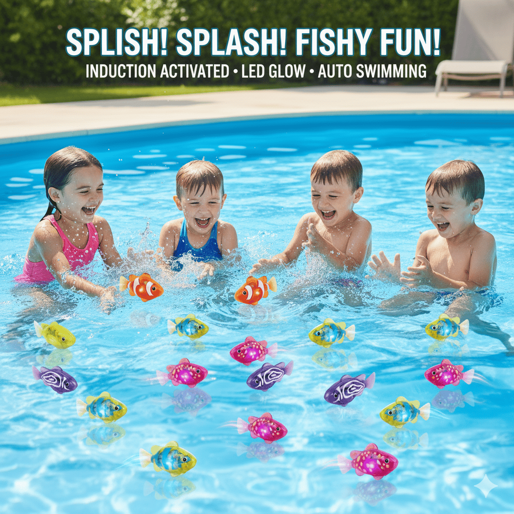 🐟4Pcs Induction Activated | LED Light Up | Auto-Swimming Bath Toy🐟