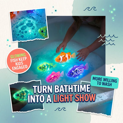 🐟4Pcs Induction Activated | LED Light Up | Auto-Swimming Bath Toy🐟
