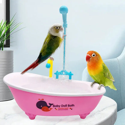 🔥LAST DAY 50% OFF🦜 Happy Birdie! Automatic Parrot Bath Tub | Cute Blue Shower Cage Accessory 🚿