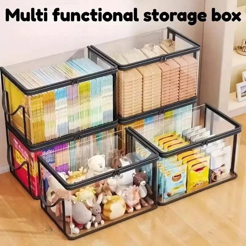Large Clear Heavy Duty Storage Bin With Hinged Lid