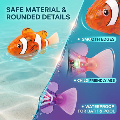 🐟4Pcs Induction Activated | LED Light Up | Auto-Swimming Bath Toy🐟