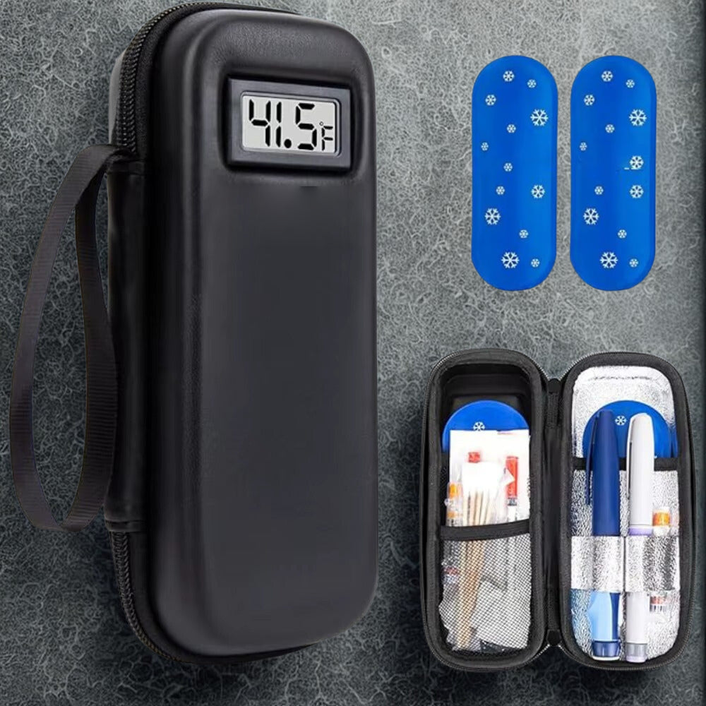 Insulin Cooler Bag with Temperature Display — Portable EVA Storage Case for Patients Traveling Travel Cooler - TSA Approved