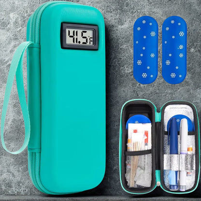 Insulin Cooler Bag with Temperature Display — Portable EVA Storage Case for Patients Traveling Travel Cooler - TSA Approved