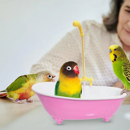🔥LAST DAY 50% OFF🦜 Happy Birdie! Automatic Parrot Bath Tub | Cute Blue Shower Cage Accessory 🚿