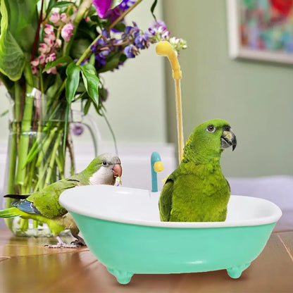 🔥LAST DAY 50% OFF🦜 Happy Birdie! Automatic Parrot Bath Tub | Cute Blue Shower Cage Accessory 🚿