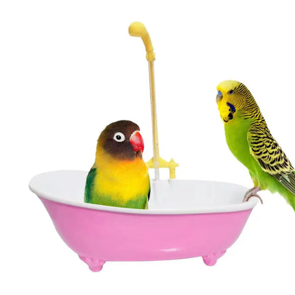 🔥LAST DAY 50% OFF🦜 Happy Birdie! Automatic Parrot Bath Tub | Cute Blue Shower Cage Accessory 🚿