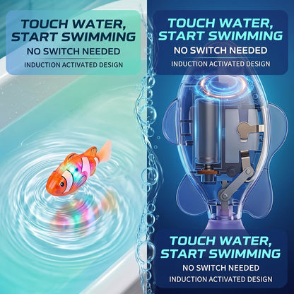 🐟4Pcs Induction Activated | LED Light Up | Auto-Swimming Bath Toy🐟