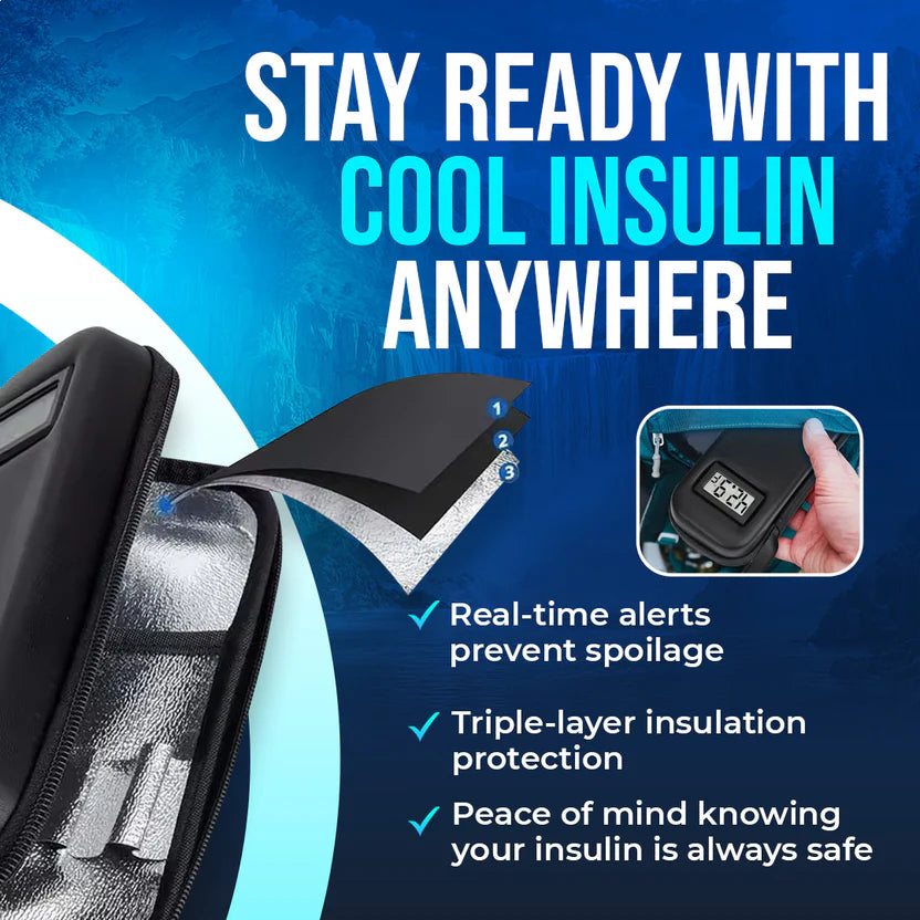 Insulin Cooler Bag with Temperature Display — Portable EVA Storage Case for Patients Traveling Travel Cooler - TSA Approved