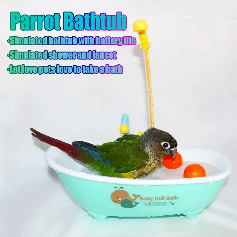 🔥LAST DAY 50% OFF🦜 Happy Birdie! Automatic Parrot Bath Tub | Cute Blue Shower Cage Accessory 🚿