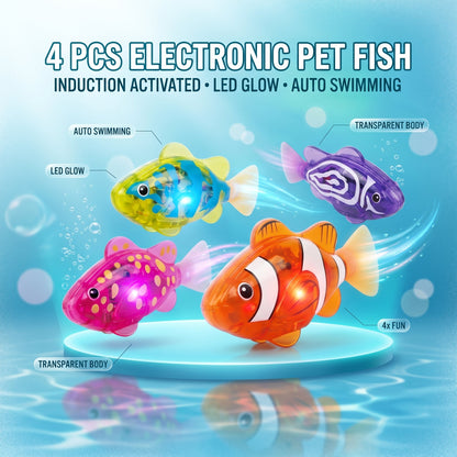 🐟4Pcs Induction Activated | LED Light Up | Auto-Swimming Bath Toy🐟