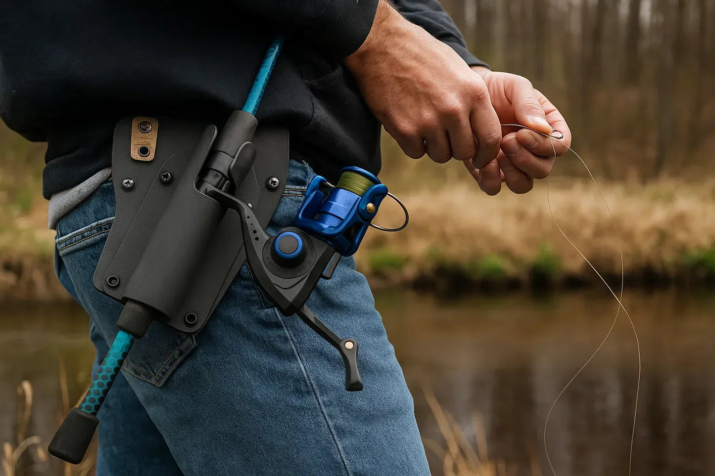 🎣QuickSlide Rod HolsterLeather Fishing Rod Holster For Belt | Fly Fishing Pole Holder | Lure Fishing Rod Holder